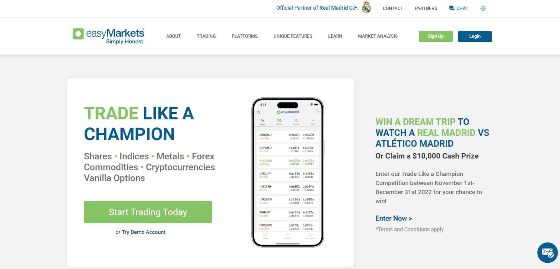 página da easyMarkets