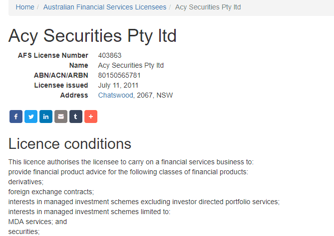 ACY Capital license
