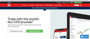 IG Trading website interface