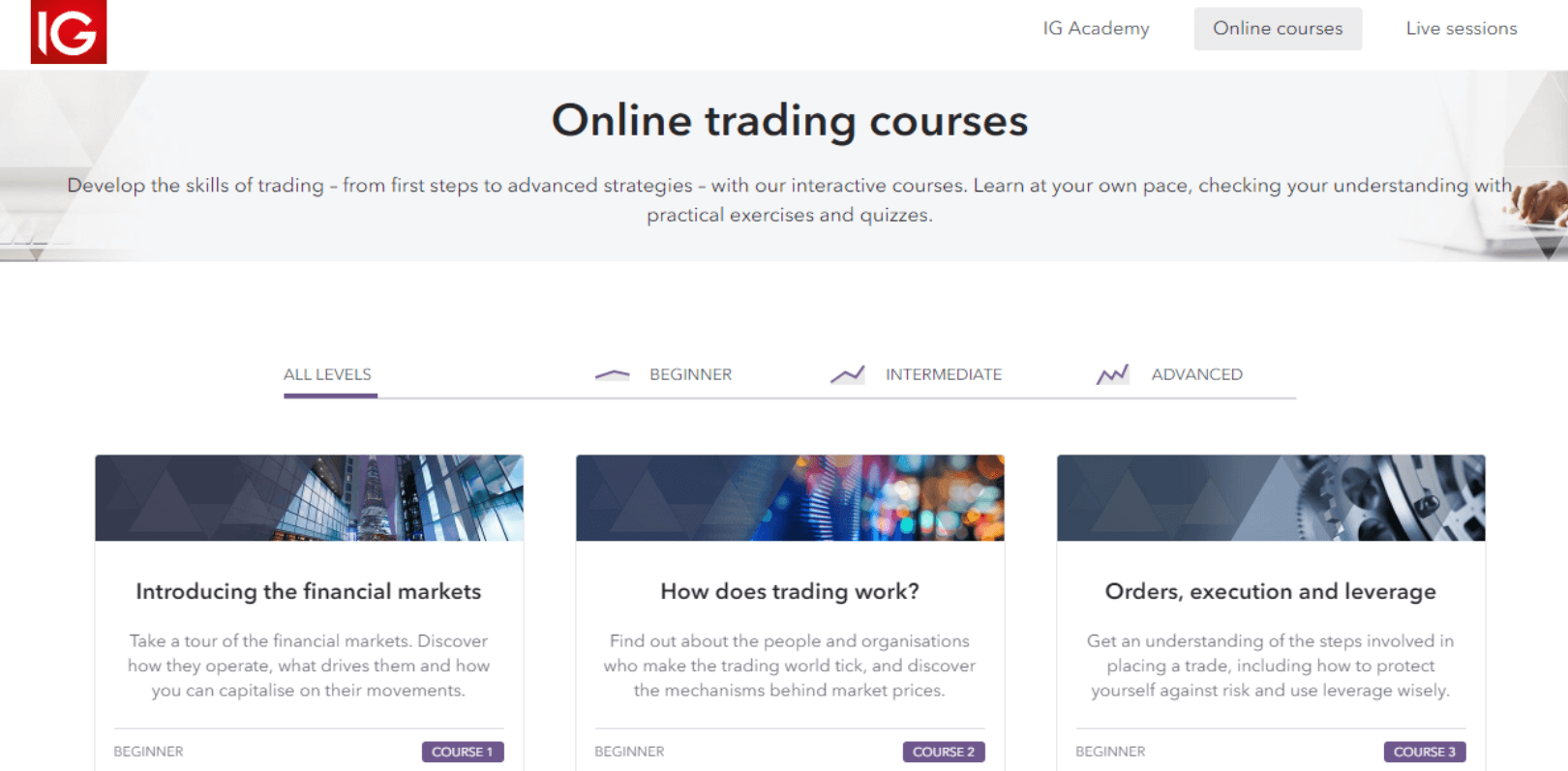 IG Academy courses IG Academy