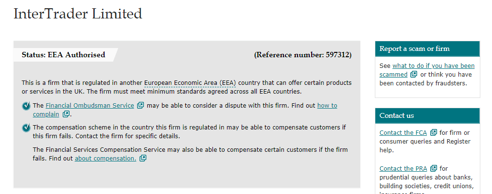 InterTrader license