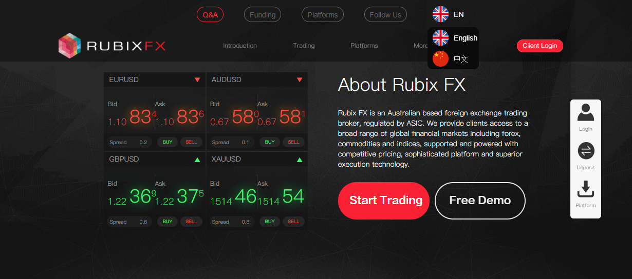 Rubix FX website