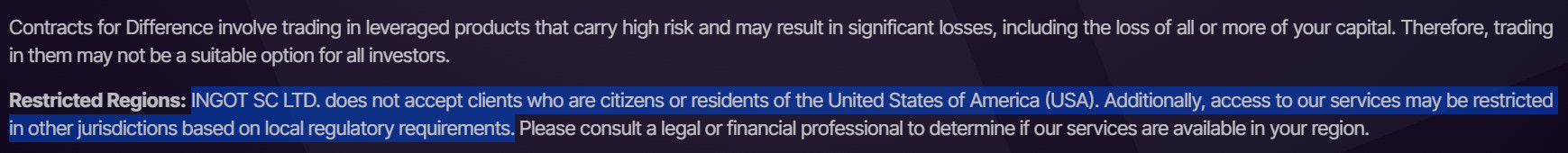 INGOT Restricted Regions Review