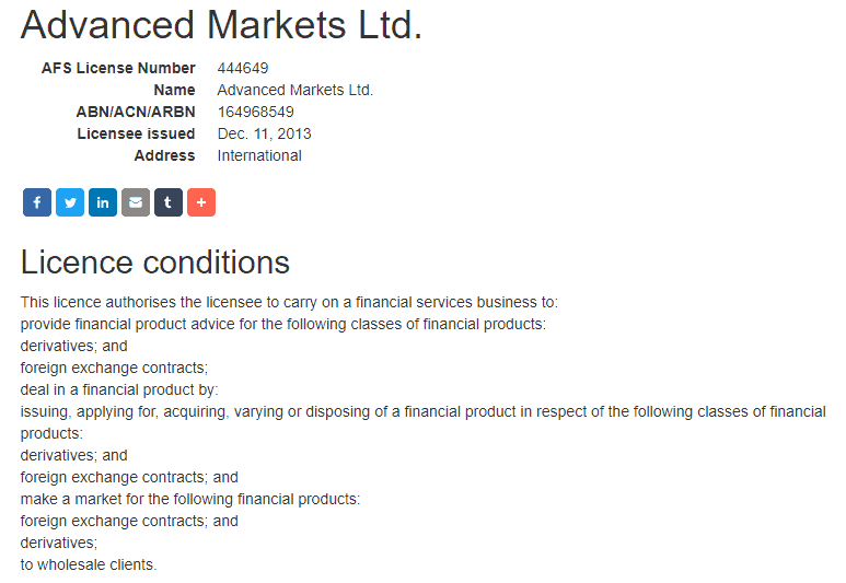 Advanced Markets license