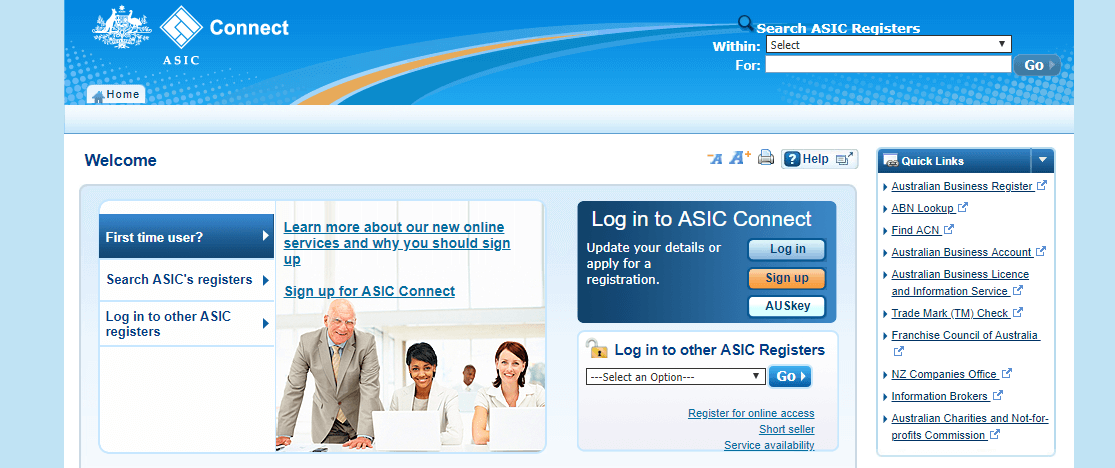 ASIC connect website