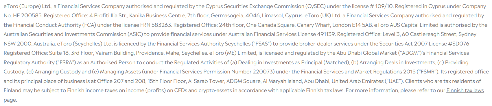 eToro License Review