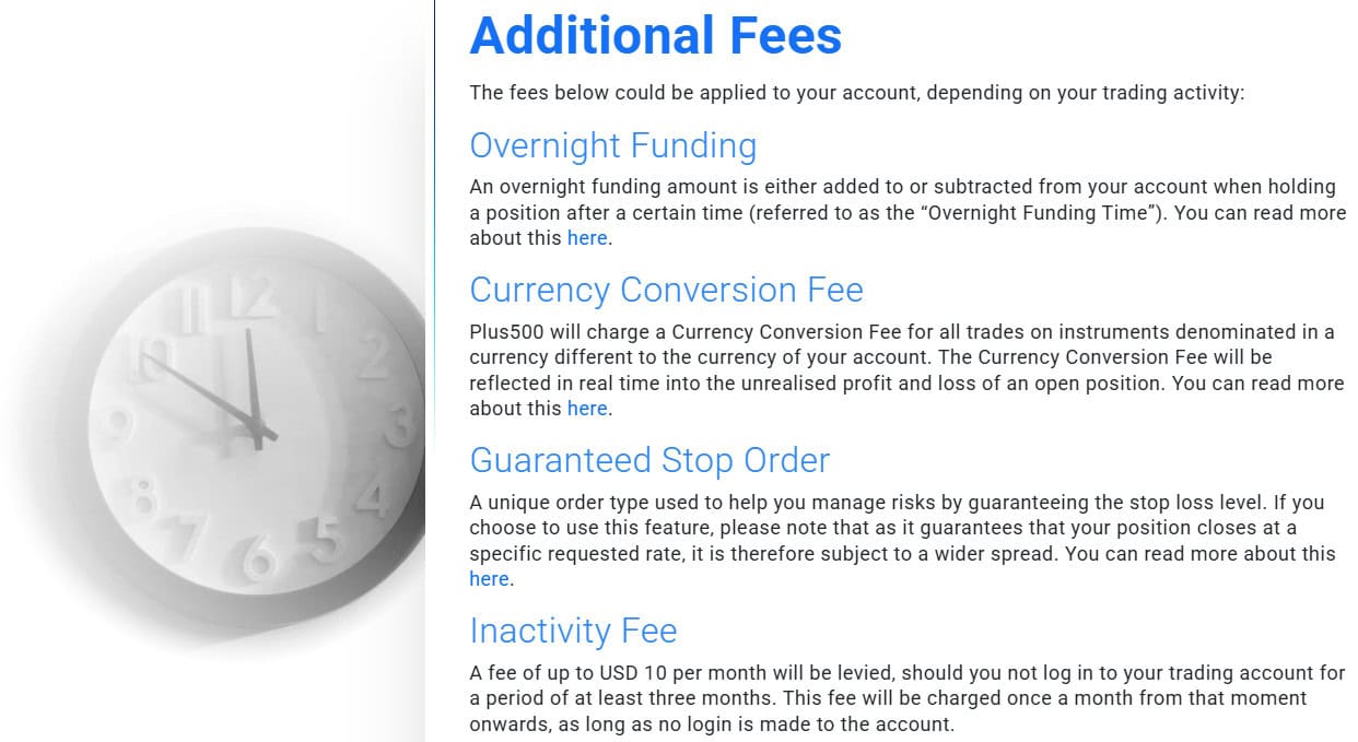 Plus500 Fees Review