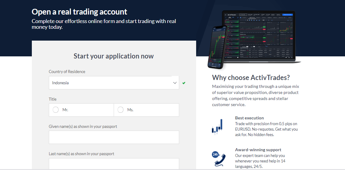 ActivTrades account opening