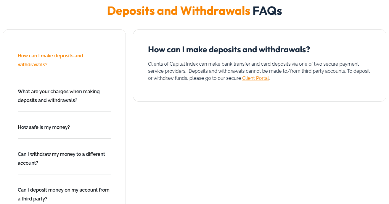 Capital Index Deposit/Withdrawal Review
