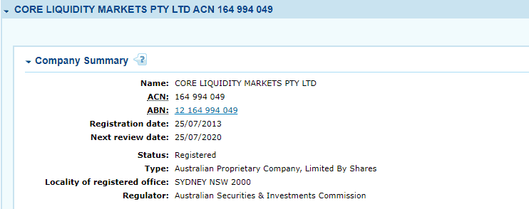 Core Liquidity Markets CLM license