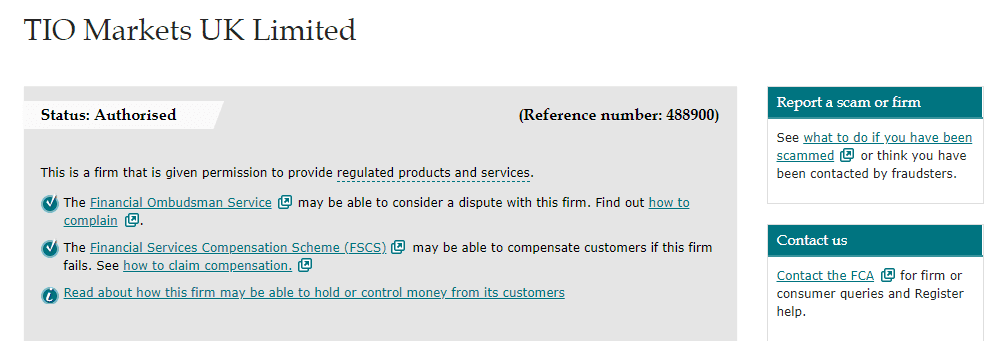TIO Markets license