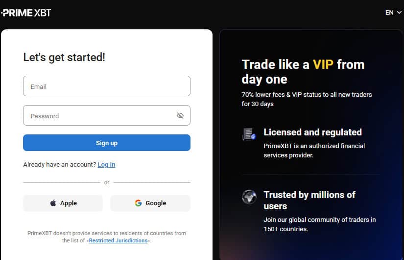 PrimeXBT Account Opening Review