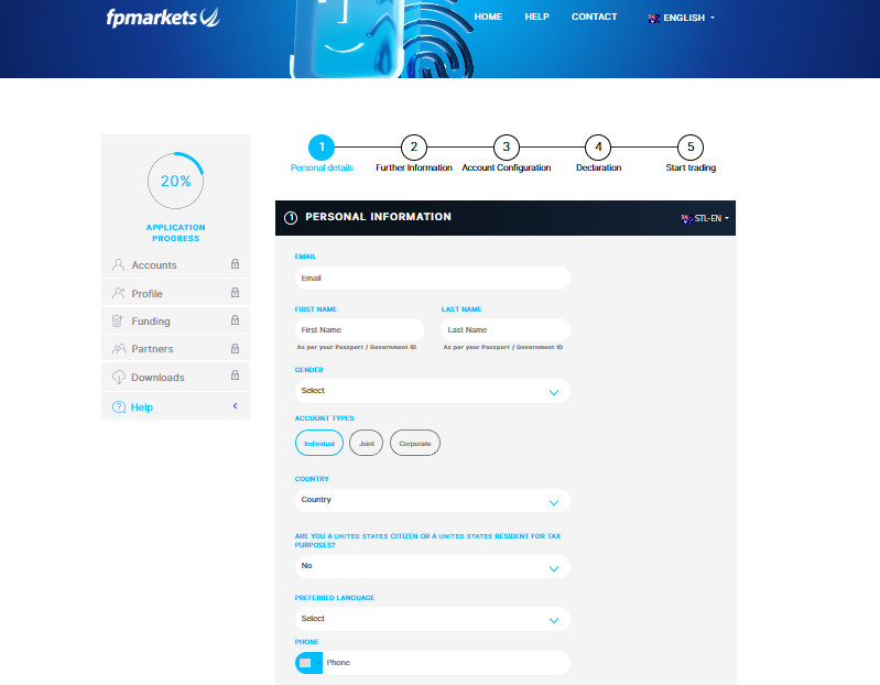 FP Markets account opening