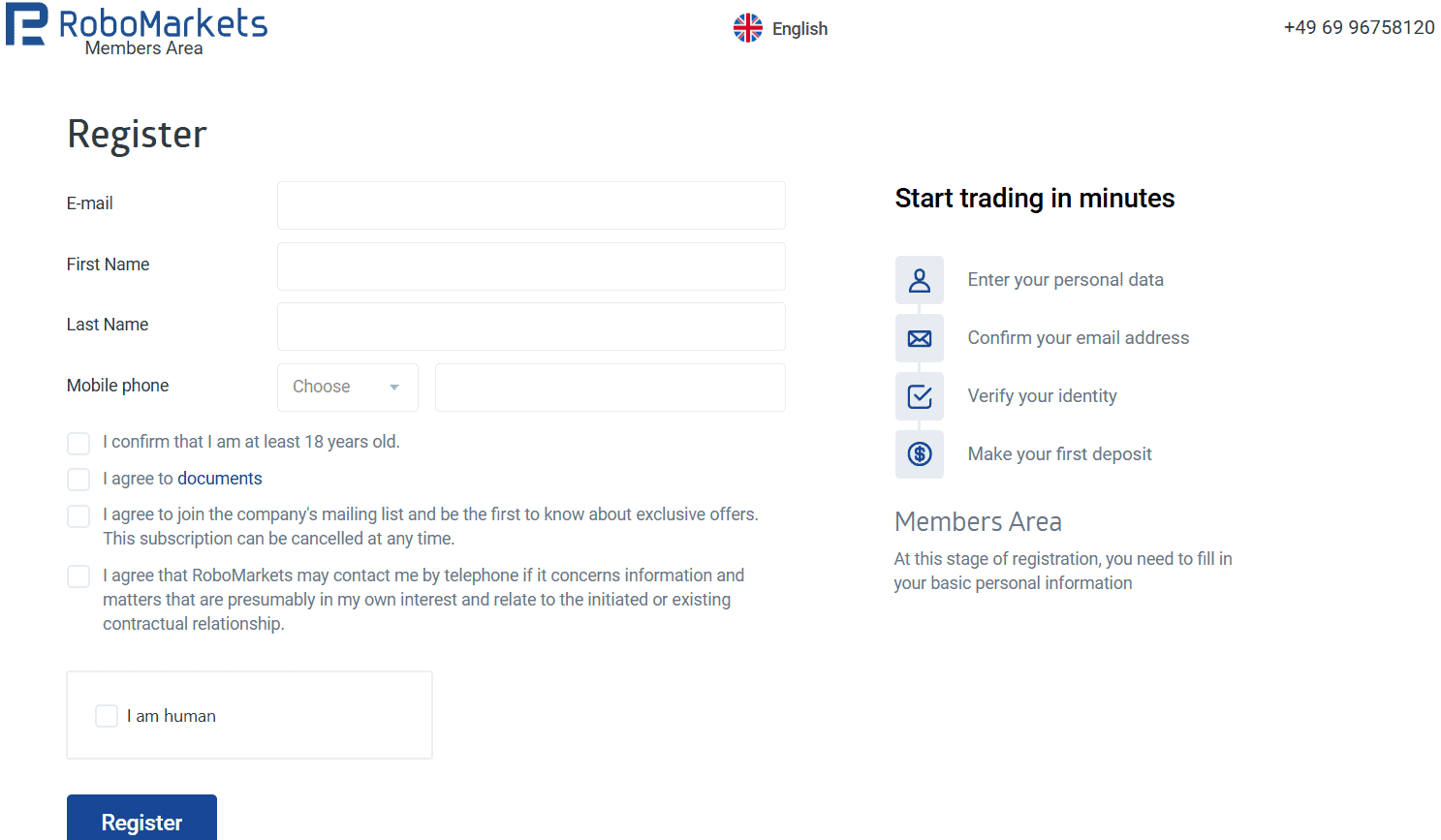 RoboMarkets Account Opening Review