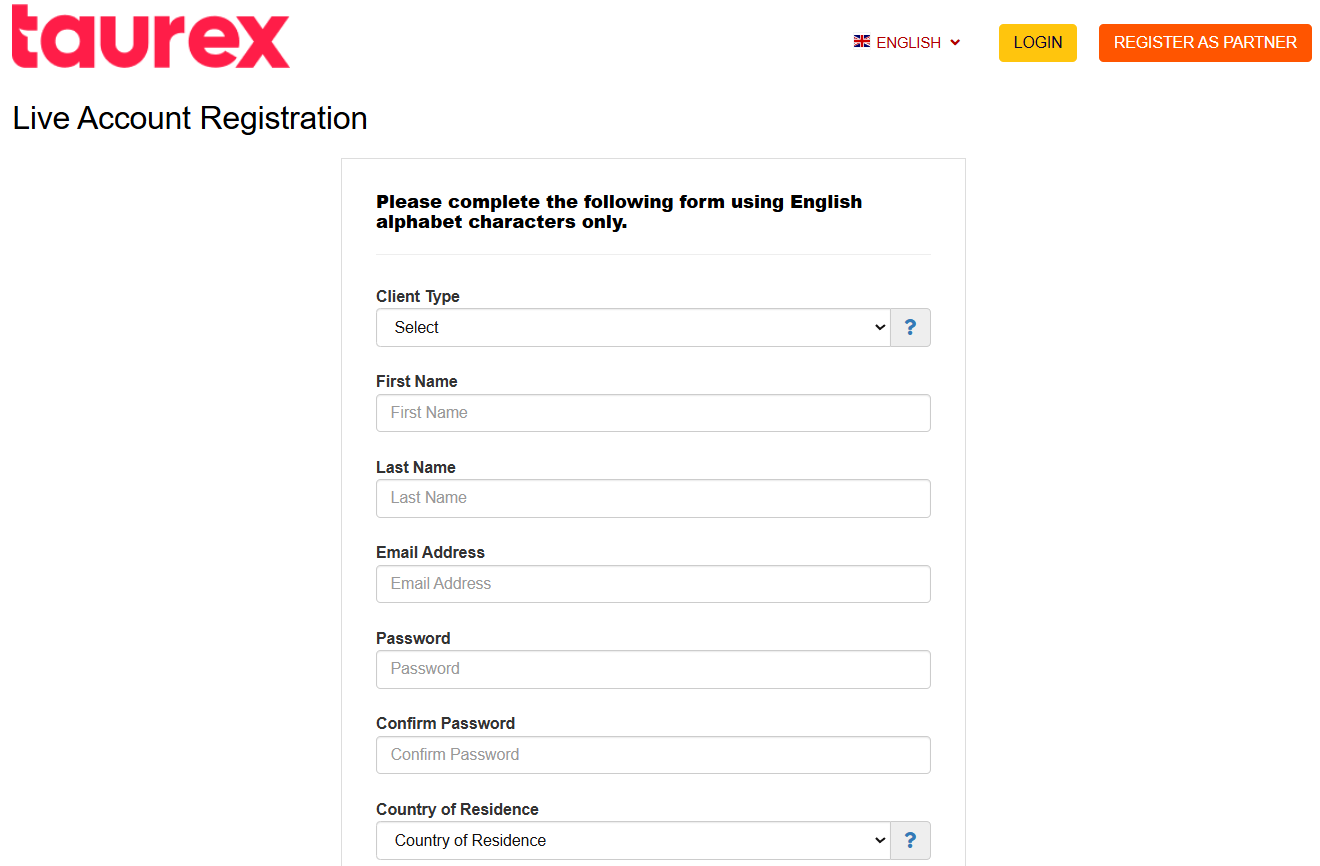 Taurex Account Opening Review