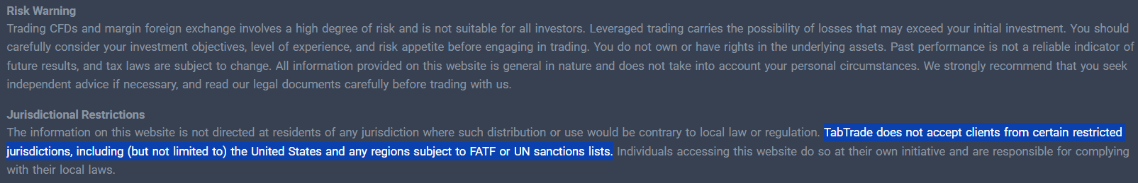 TabTrade Restricted Regions Review